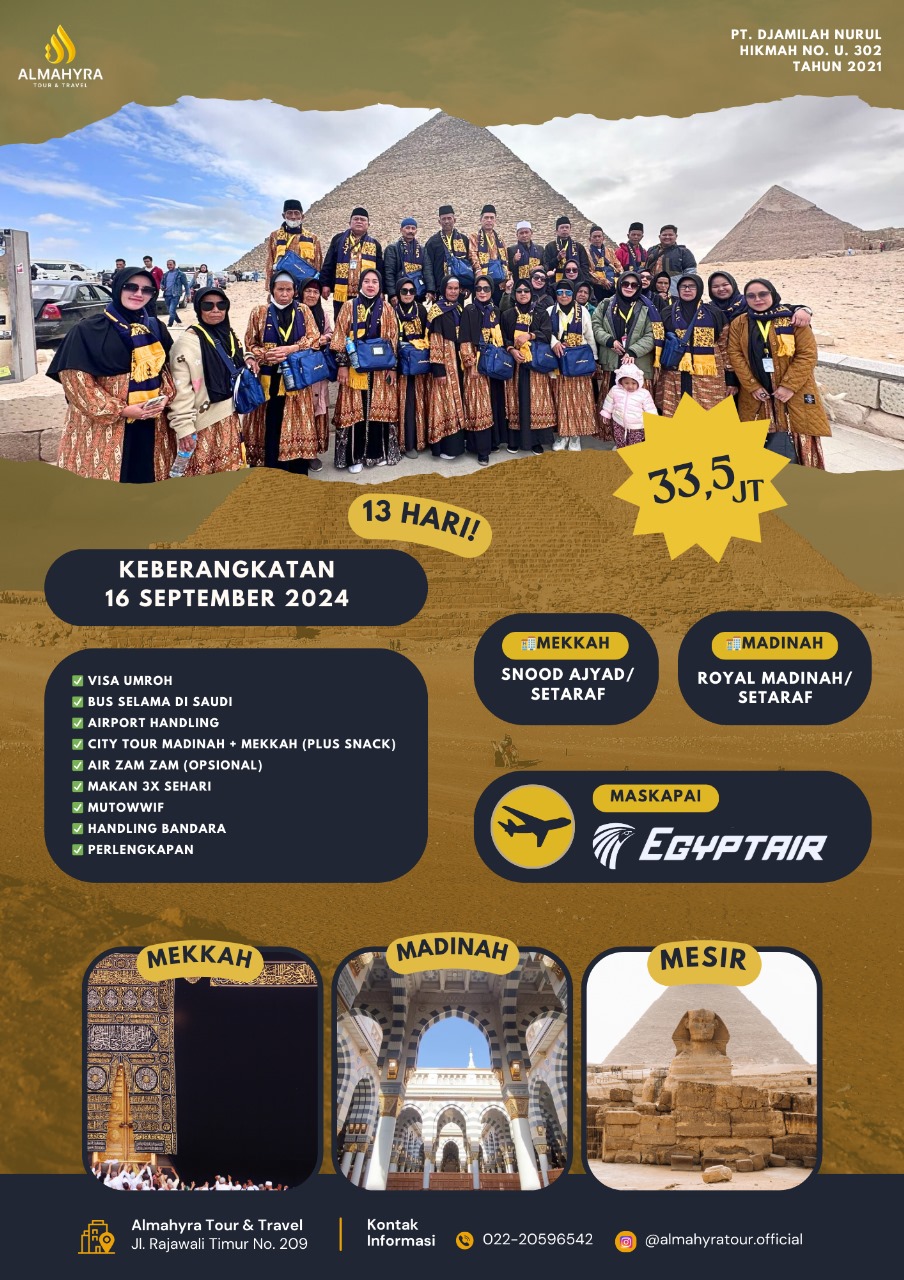 Umroh Plus Mesir Septembet 2024 Almahyra Tour and Travel