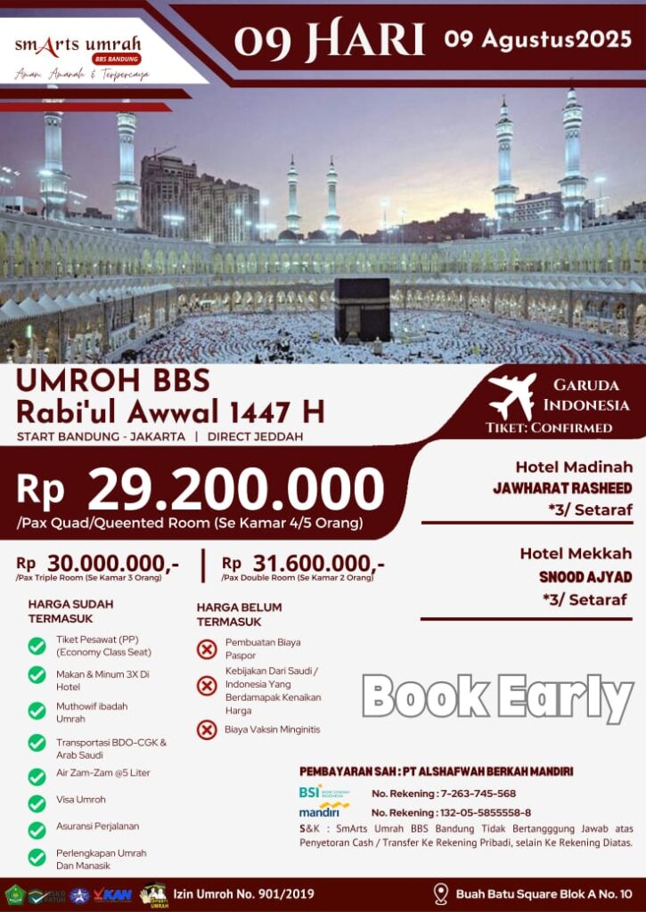 Umroh BBS Rabi'ul Awwal 1447H - 9 Agustus 2025 Smarts Umroh