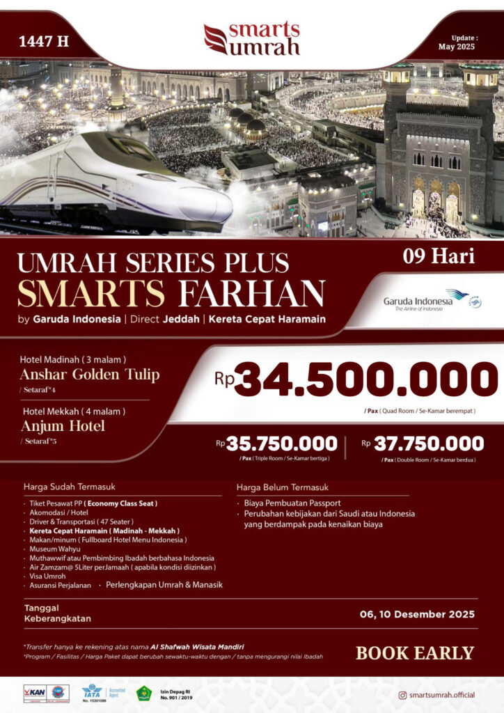 Umroh Series Plus Smarts Farhan Desember 2025 (+Kereta Cepat)