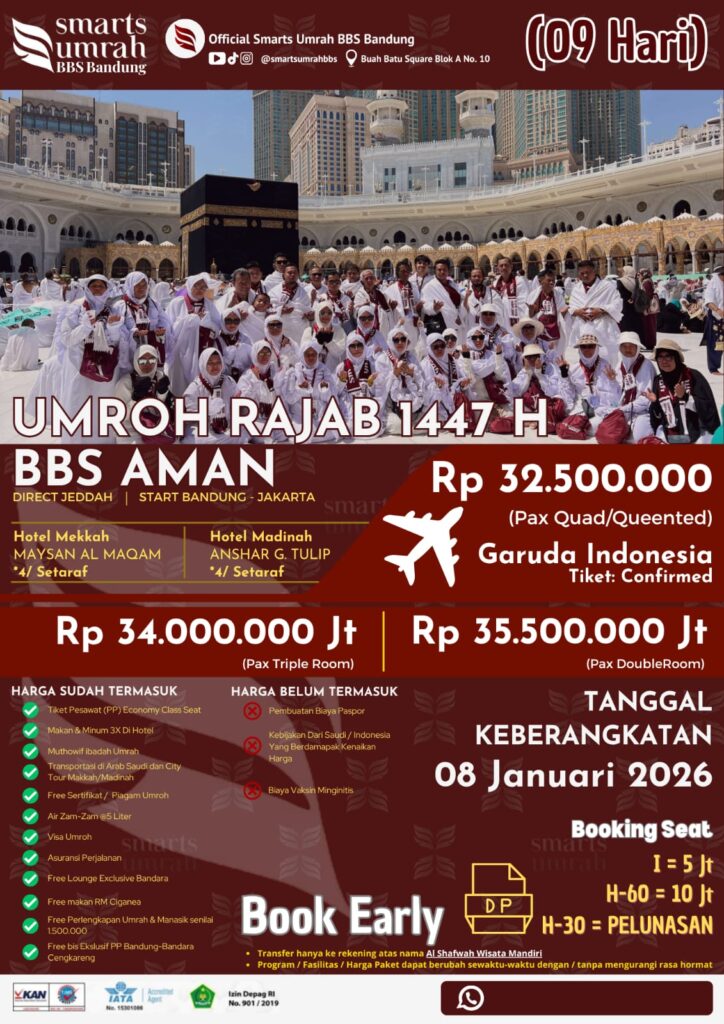 Umroh Rajab 1447 H 8 Januari 2025 Smarts BBS Bandung