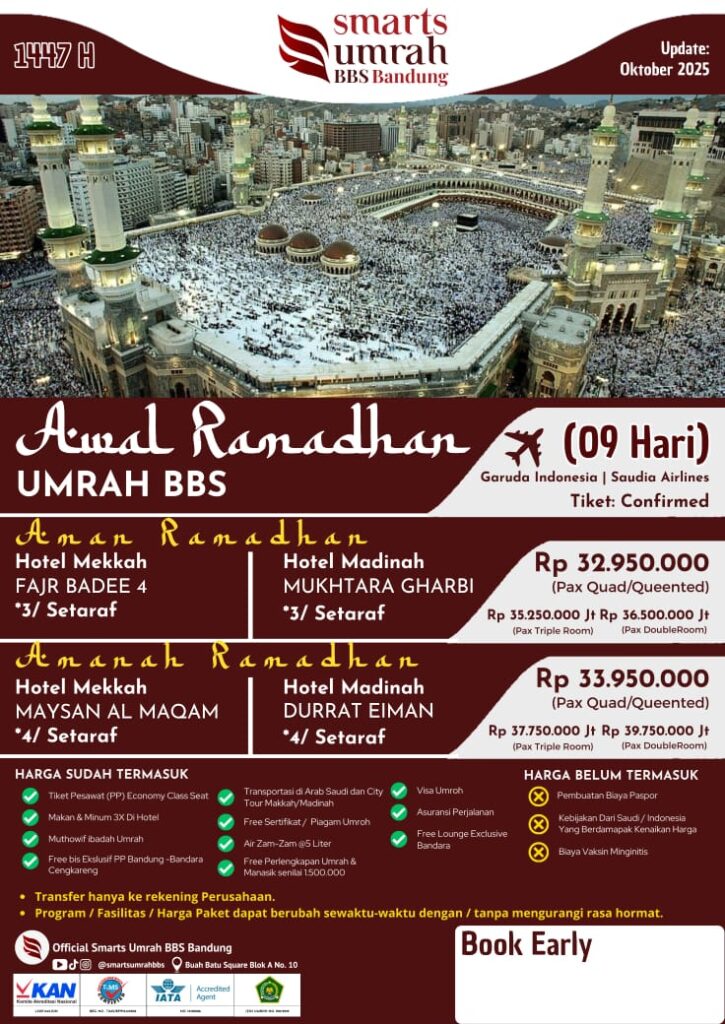 Umroh Awal Ramadhan 2026 9 Hari Bersama Smarts Umroh BBS