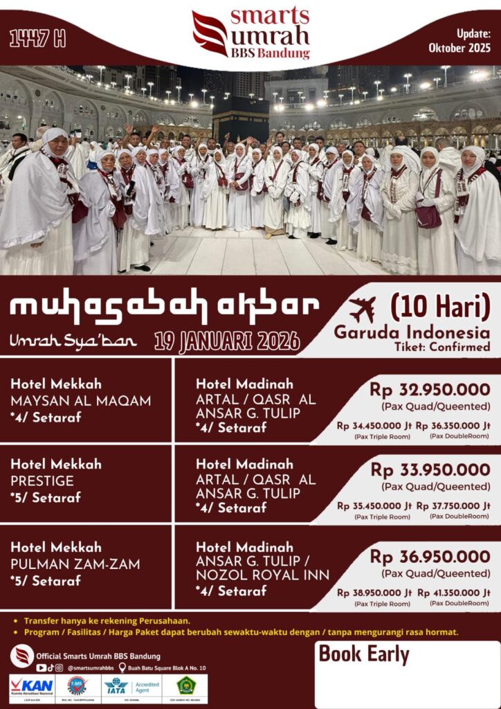 Umroh Sya'ban Muhasabah Akbar 10 Hari 19 Januari 2026 Bersama Smarts Umroh BBS