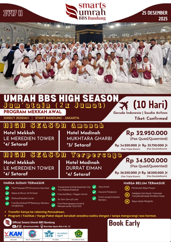 Umroh BBS High Season 2x Jum'at 25 Desember 2025 10 Hari